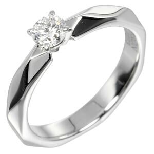 Boucheron Platinum Solitaire À Facette Ring Silver